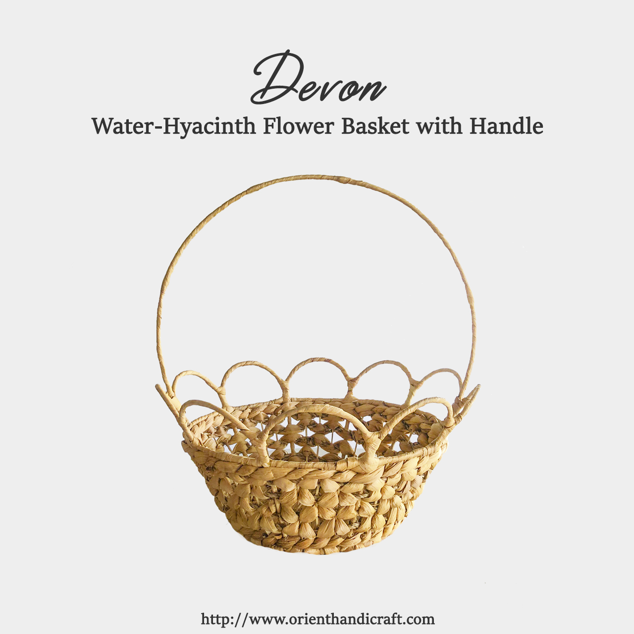 Water Hyacinth Flower Basket with Handle
