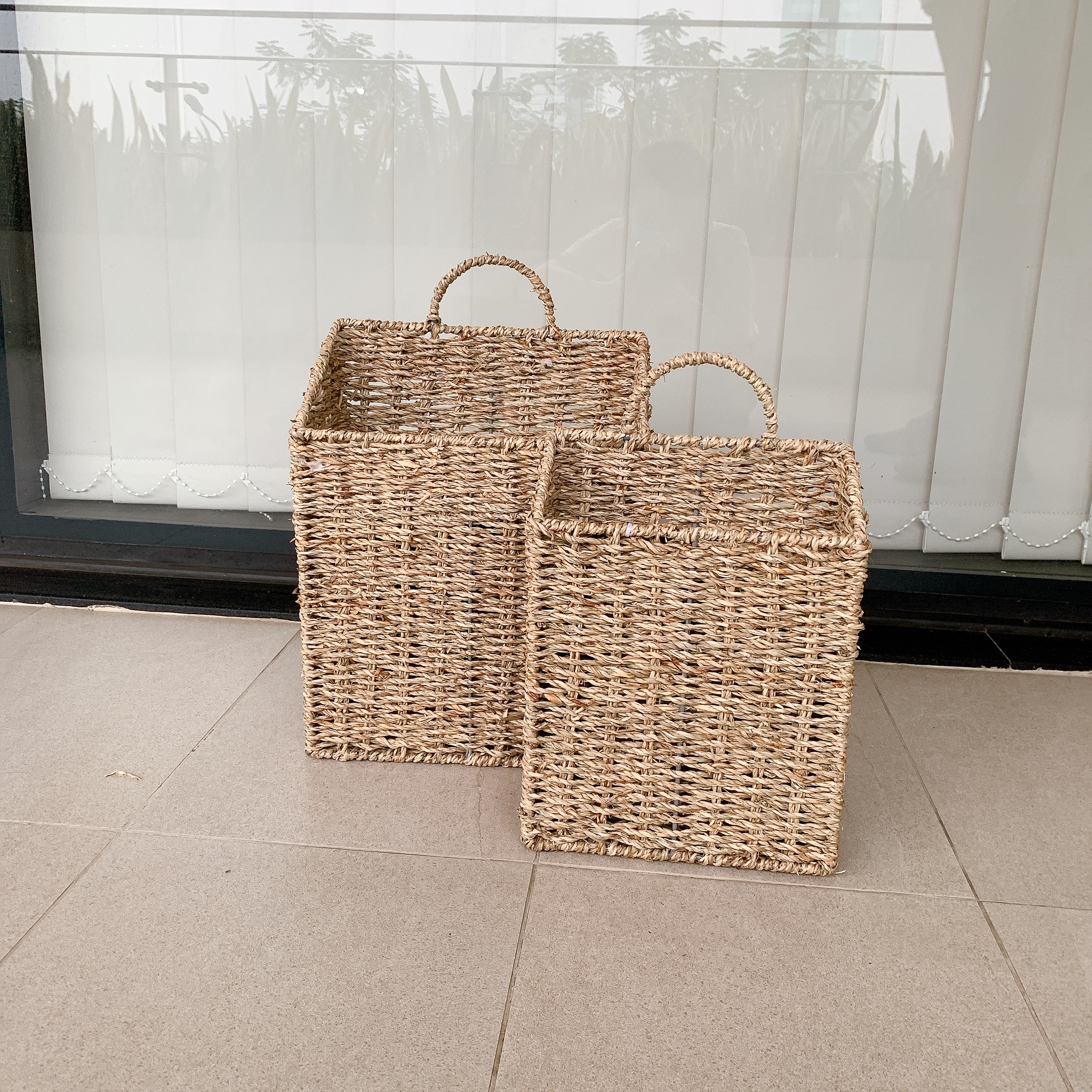 Seagrass Wall Basket with Handles set of 2