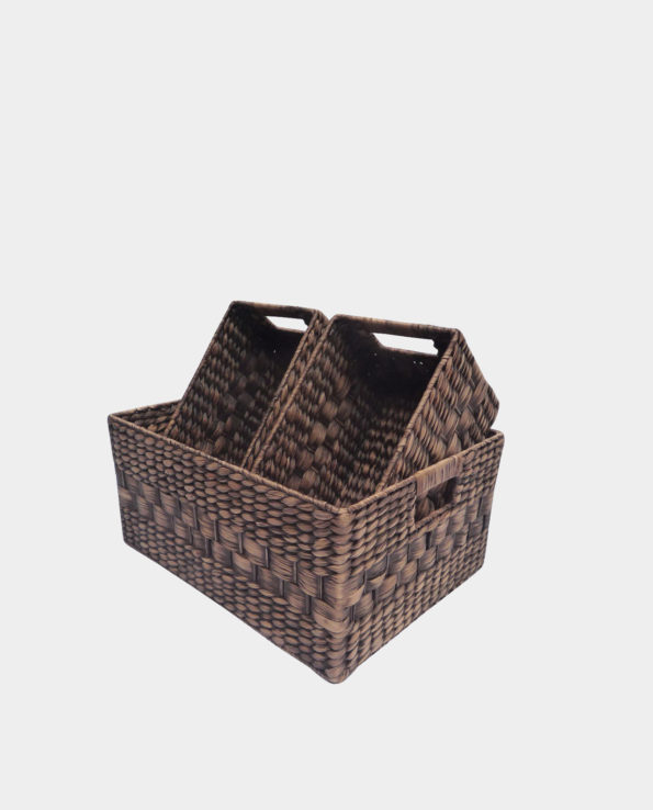 Water-Hyacinth Storage Basket with Cut Handles (set of 3)