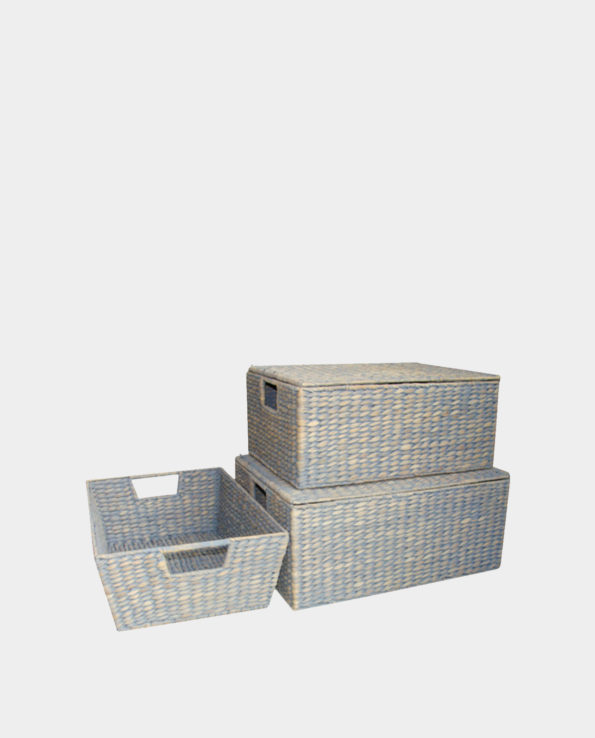 CEBU Water-hyacinth Boxes & Basket – Grey Wash