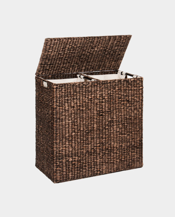 BORNEO Divided Water-hyacinth Laundry Hamper