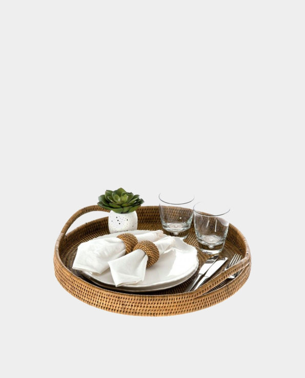 New Item – MELVILLE Round Rattan Serving Tray