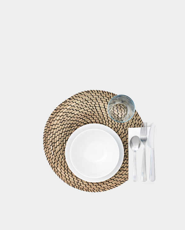 New Item – TORTILLA Coil Rattan Plate Charger – Black Strings