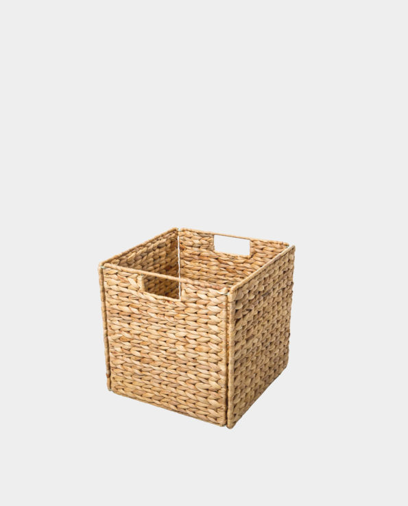 New Item – CAVIANA Foldable Square Water-hyacinth Basket with Thin Cut-out Handles