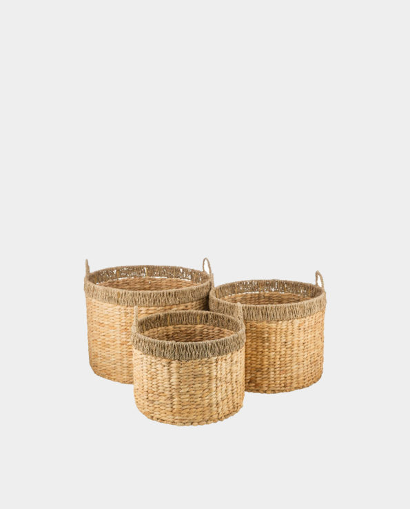 New Item – NEW BRITAIN Round Water-hyacinth and Seagrass Laundry Basket Set