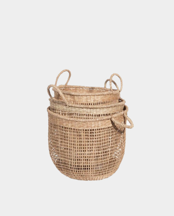 SANDYCAY Round Split Seagrass Basket with handles