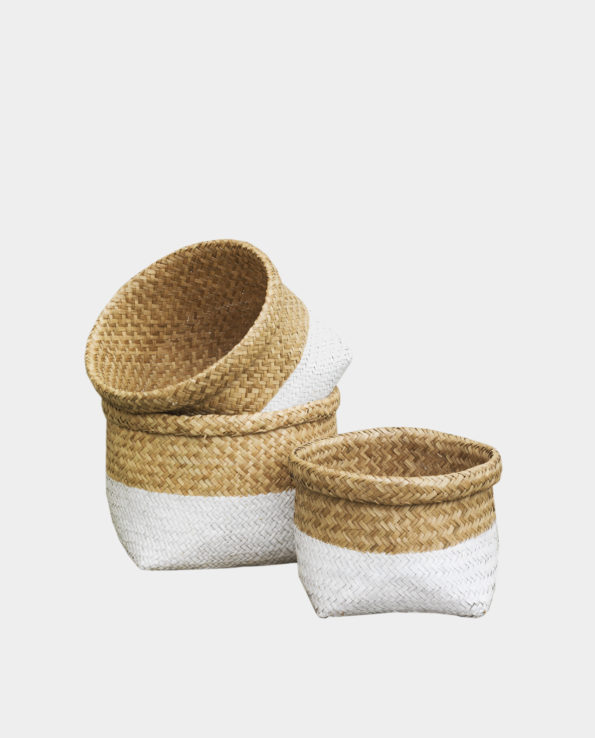 TASMANIA Seagrass Storage Basket – White Dip