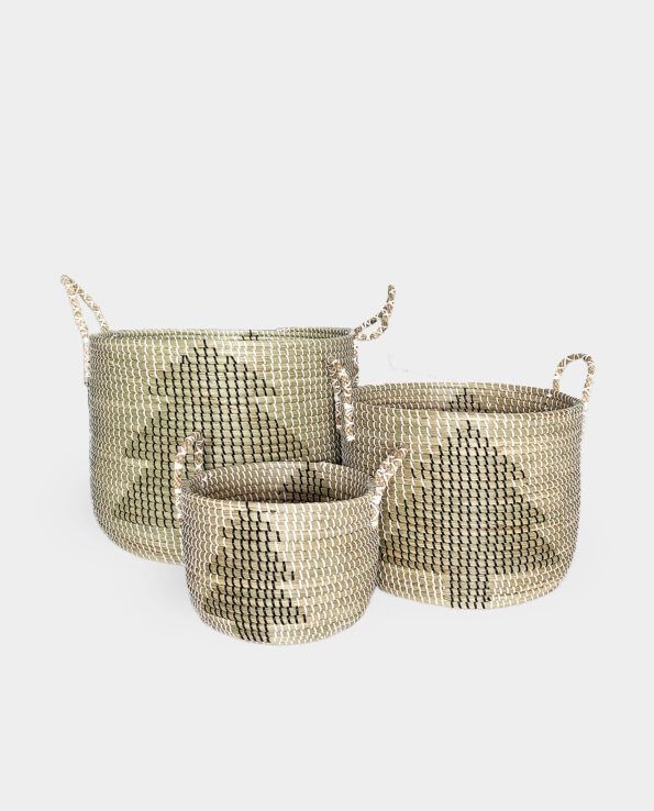 TORTILLA Coil Seagrass Christmas Tree Pattern Storage Basket (set of 3)