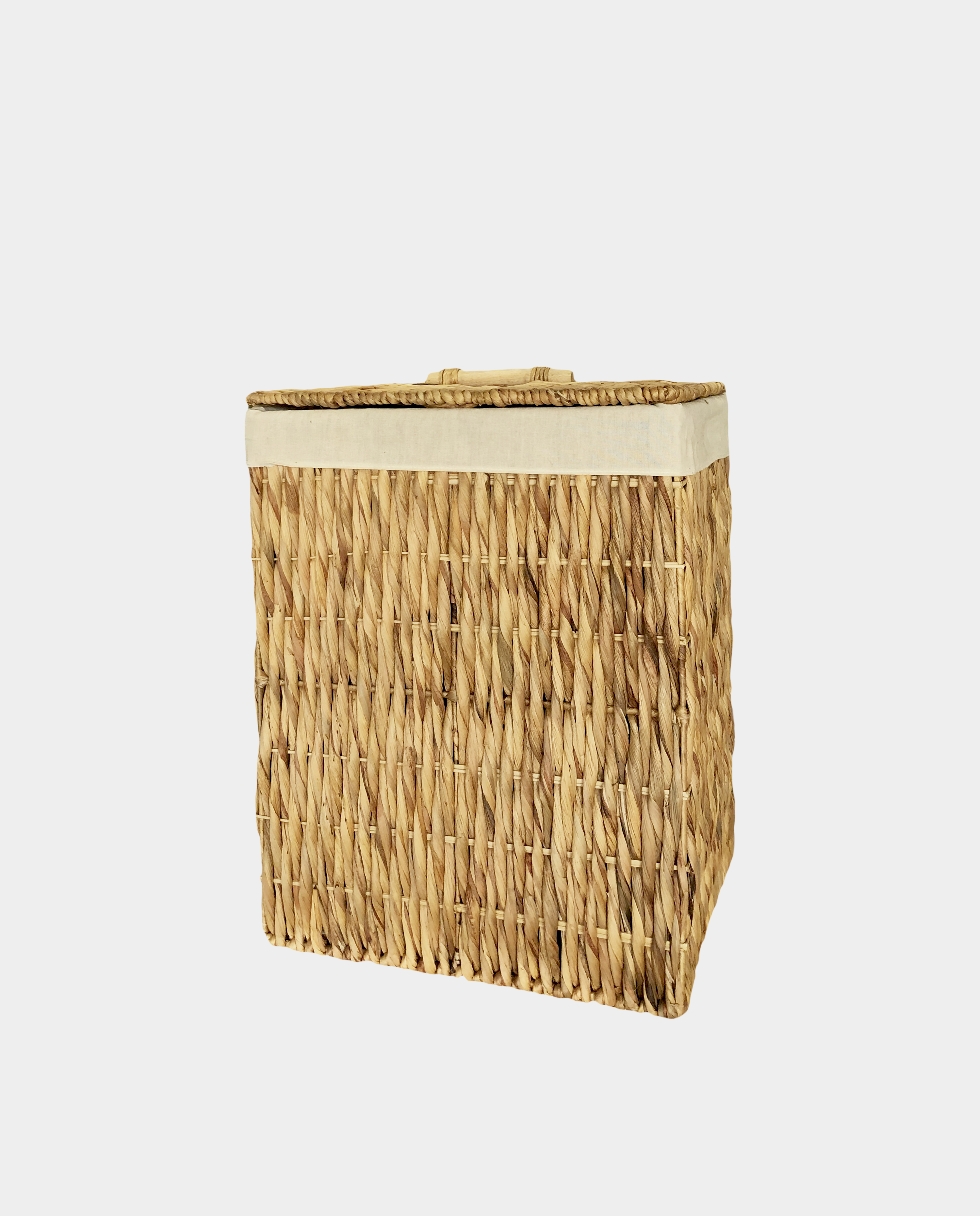 JUNUCA Water Hyacinth Laundry Hamper with Separate Lide and Fabric Liner