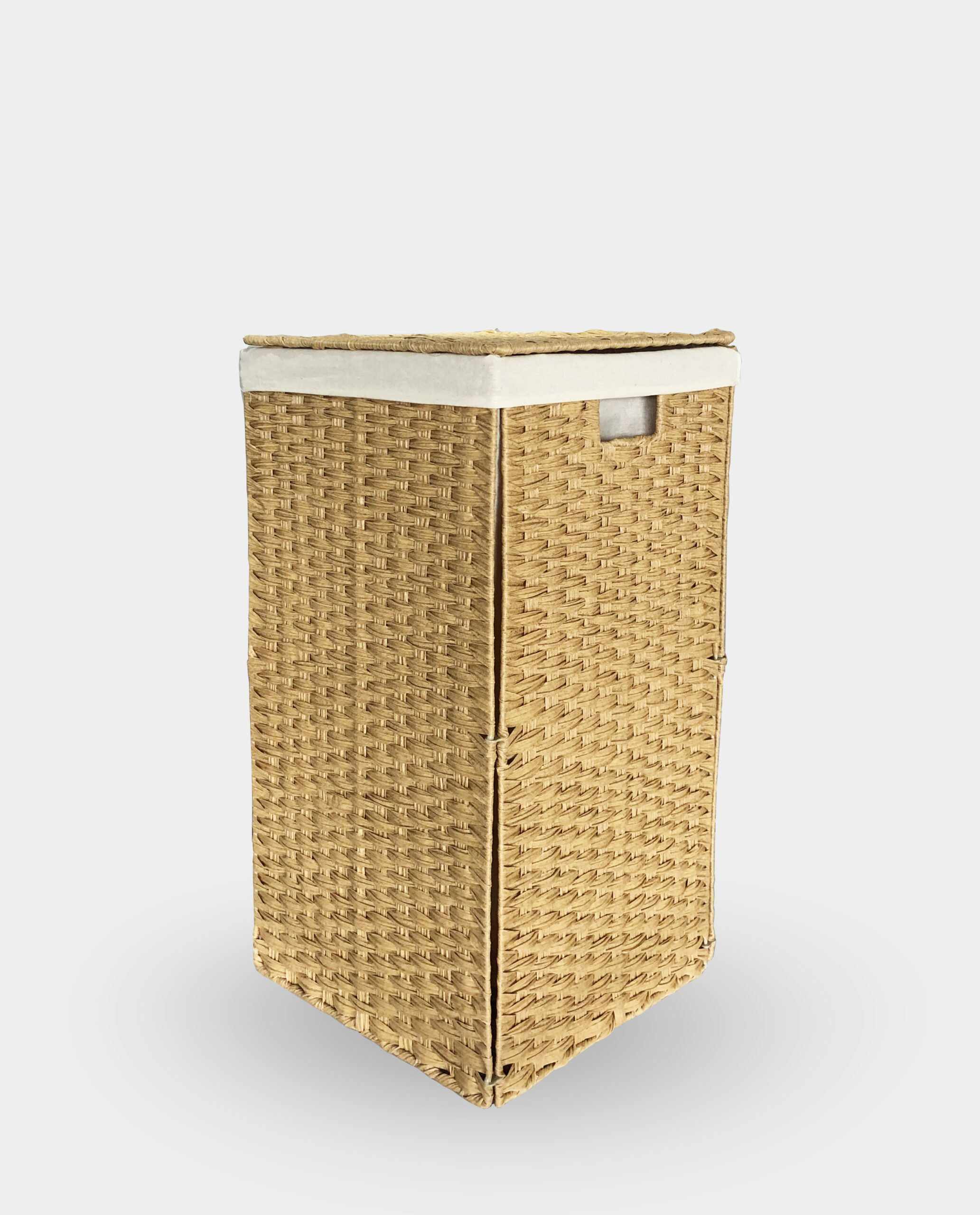 Square PP Rattan Laundry Hamper with Lid and Fabric Liner