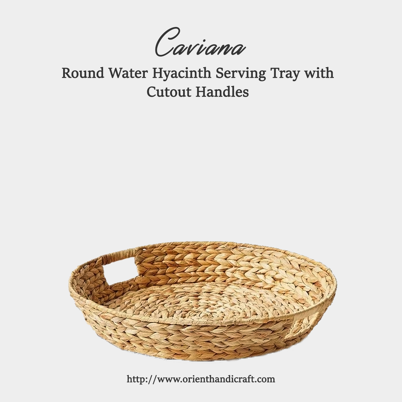Round Water Hyacinth Serving Tray With Handles