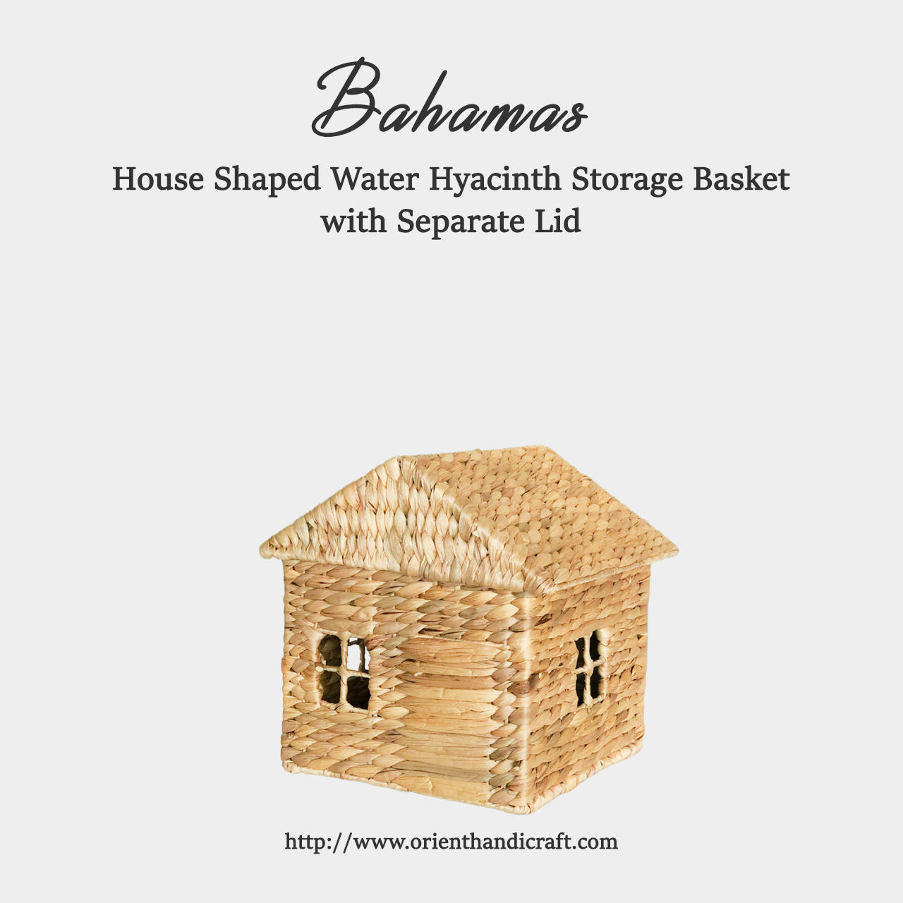 House Shaped Water Hyacinth Storage Basket with Separate Lid