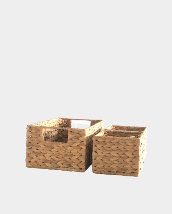 CAVIANA Water Hyacinth Storage Baskets with Cut-out Handles (set of 3)